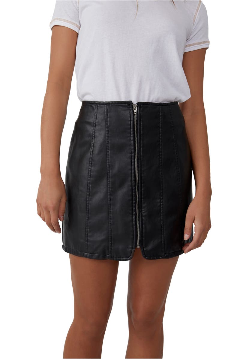Free People Layla Faux Leather Miniskirt, Alternate, color,