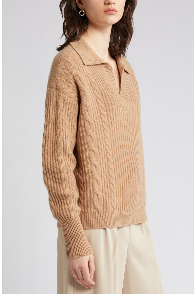 Wool & Cashmere Cable Knit Sweater, Alternate, color, CAMEL