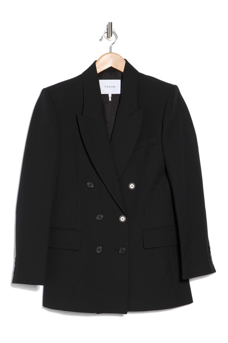 Slim Double Breasted Blazer, Alternate, color, NOIR
