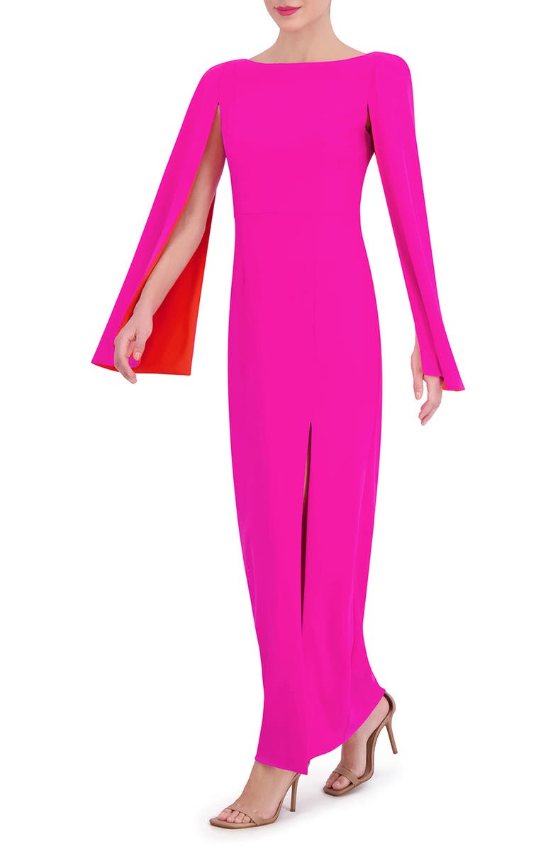 Vince Camuto Long Sleeve Capelet Scuba Crepe Dress, Alternate, color, 