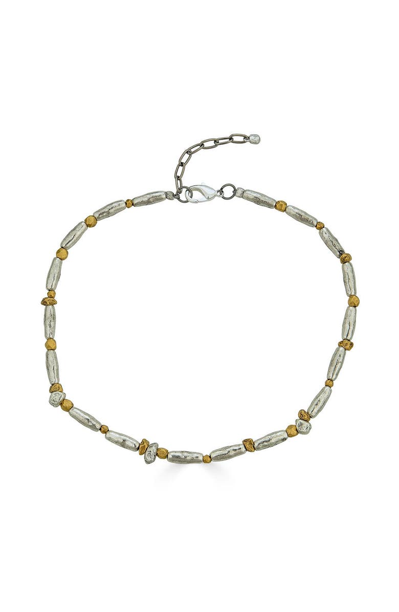 Loni Paul Jewelry Mixed Metal Organic Bead Necklace, Main, color, Silver