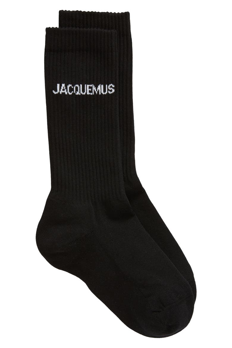 Les Chaussettes Logo Jacquard Cotton Blend Crew Socks, Main, color, BLACK