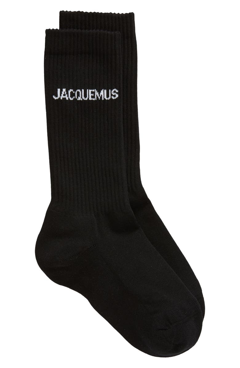 Jacquemus Les Chaussettes Logo Jacquard Cotton Blend Crew Socks, Main, color, 