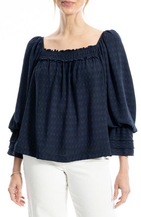 Square Neck Three-Quarter Sleeve Top