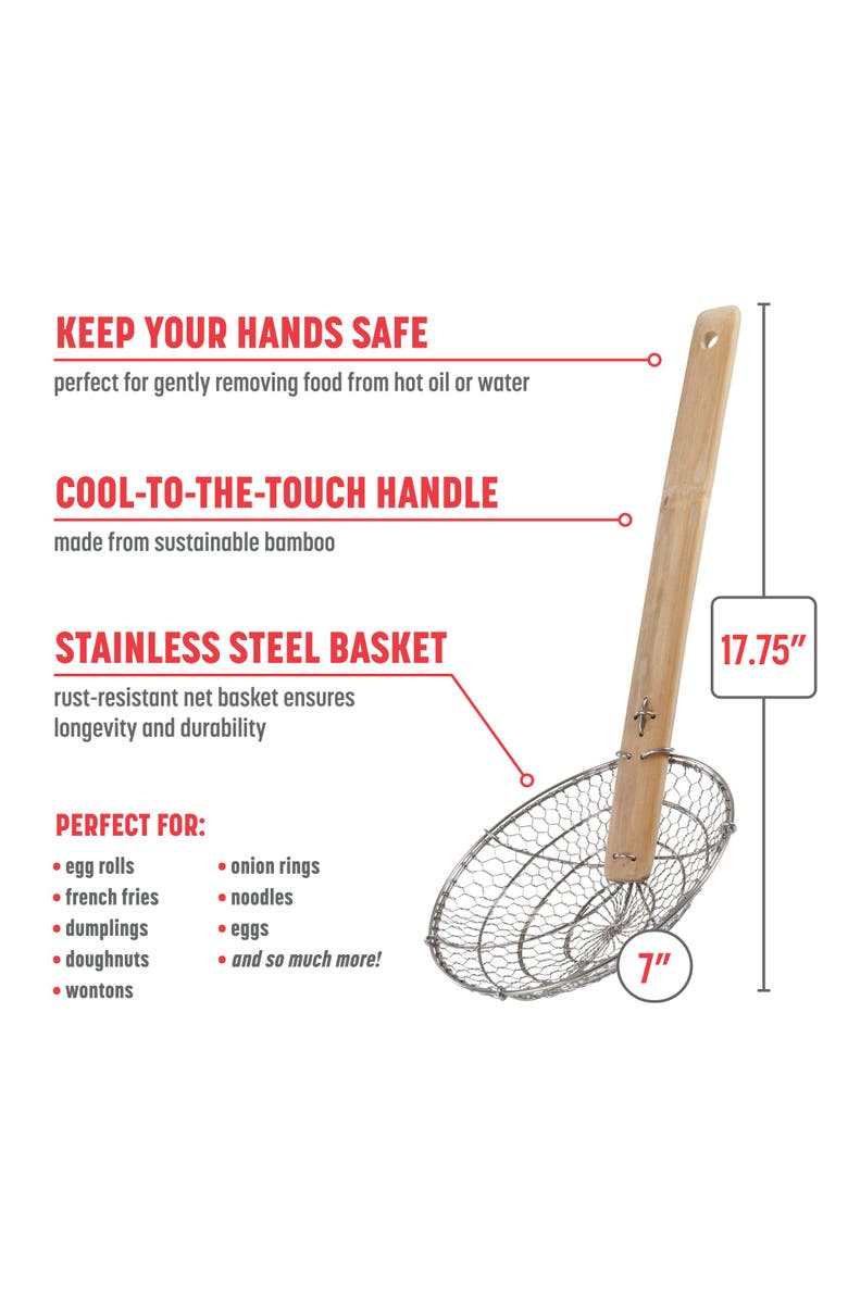 JOYCE CHEN Stainless Steel Spider Strainer, 7-Inch, Alternate, color, Bamboo