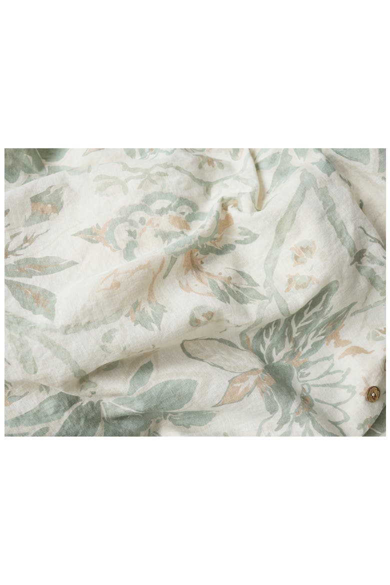 Sea Bloom Linen & Organic Cotton Duvet Cover, Alternate, color, NATURAL W/ SAGE