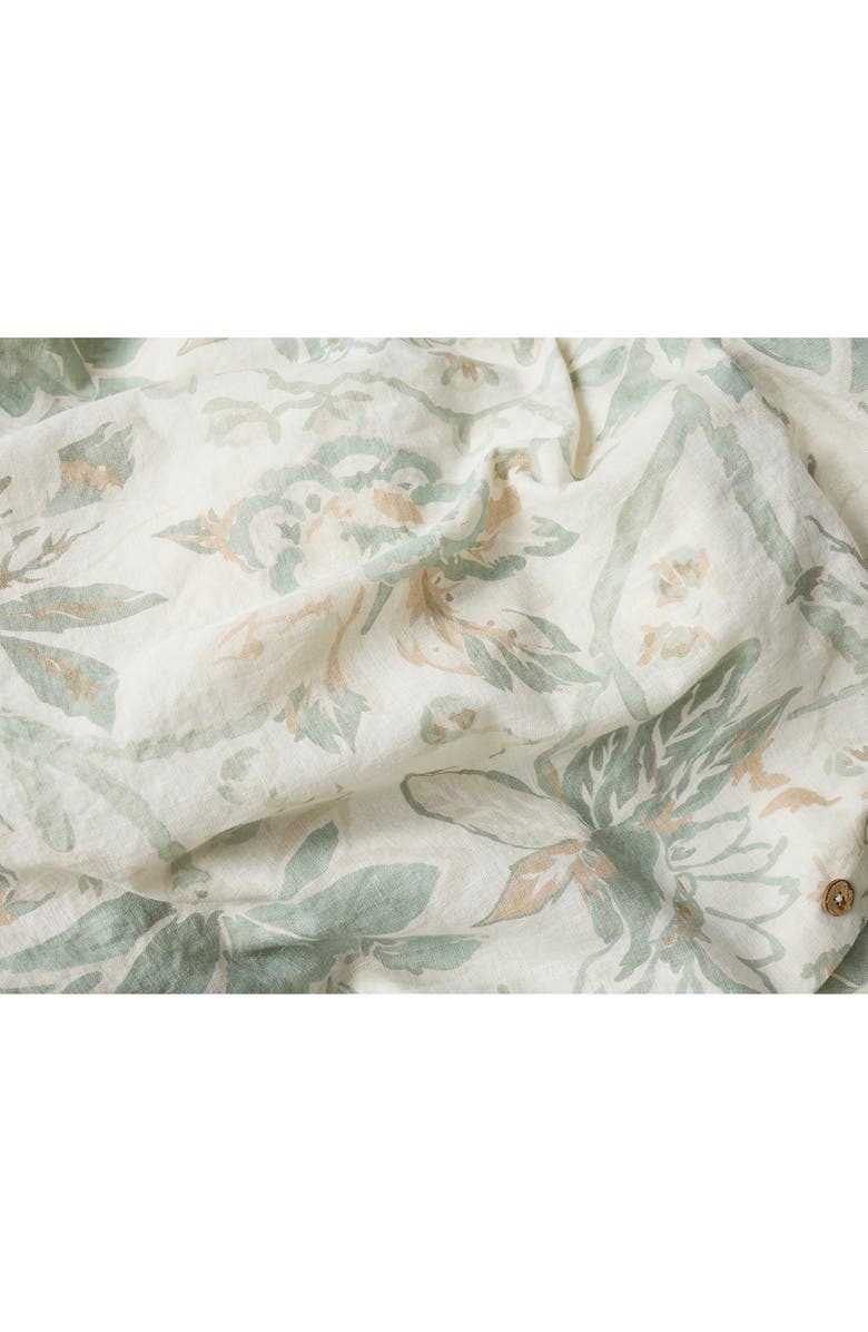 Coyuchi Sea Bloom Linen & Organic Cotton Duvet Cover, Alternate, color, Natural W/ Sage