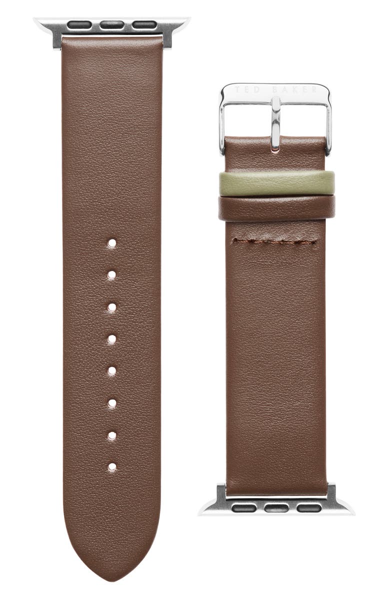 Ted Baker Colorblock Leather 22mm Apple Watch<sup>®</sup> Watchband, Main, color, 