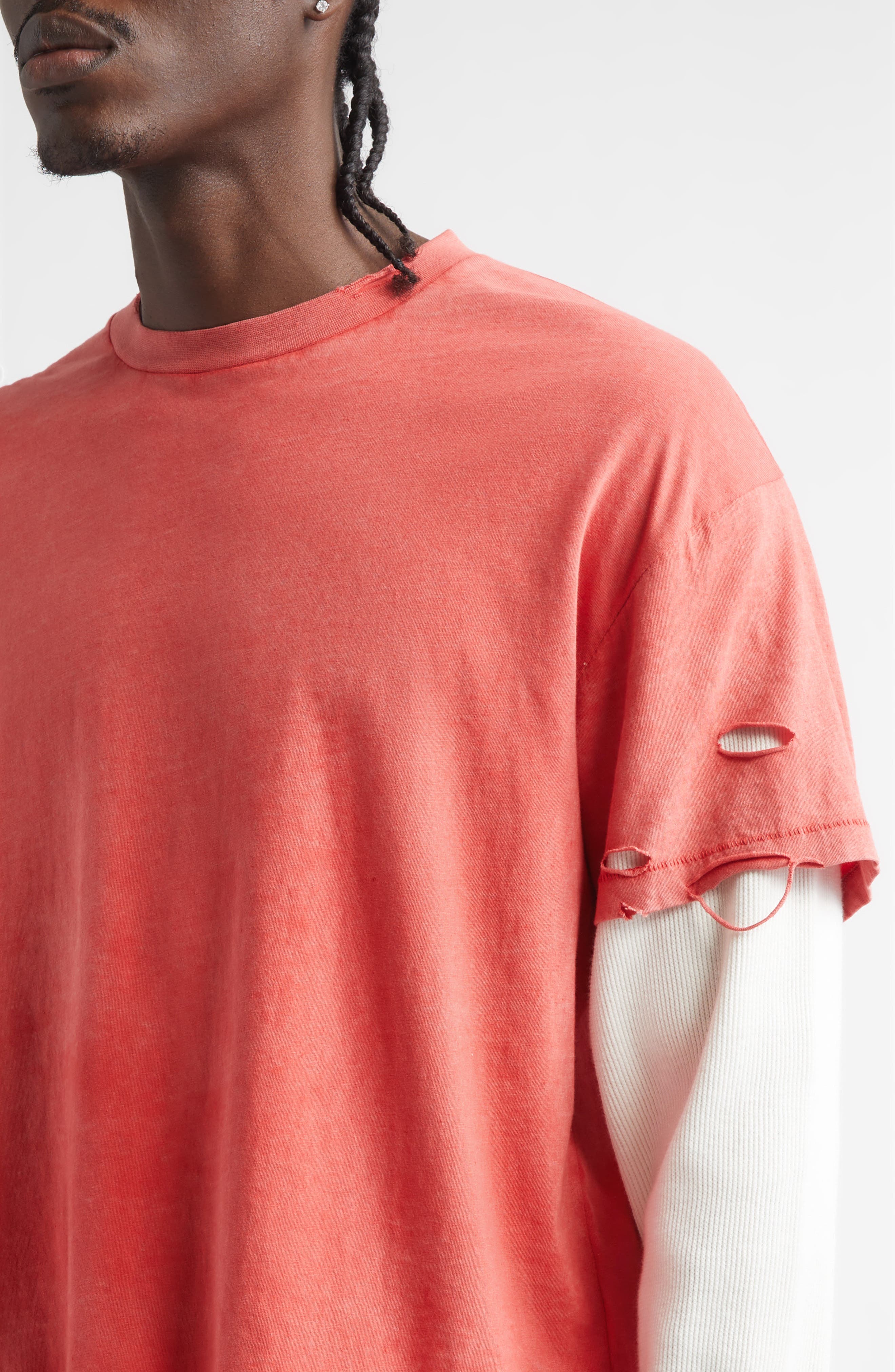 STOCKHOLM SURFBOARD CLUB Distressed Box Layered Organic Cotton Logo T ...