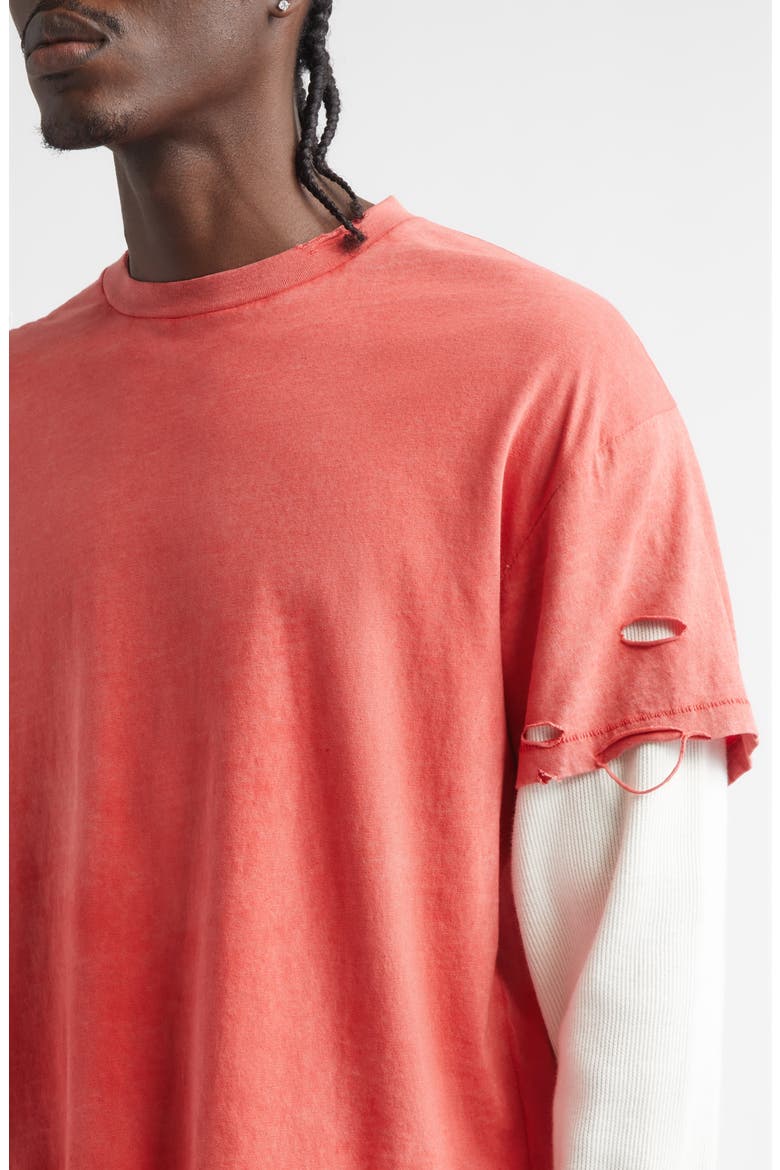 Distressed Box Layered Organic Cotton Logo T-Shirt, Alternate, color, SIGNATURE RED