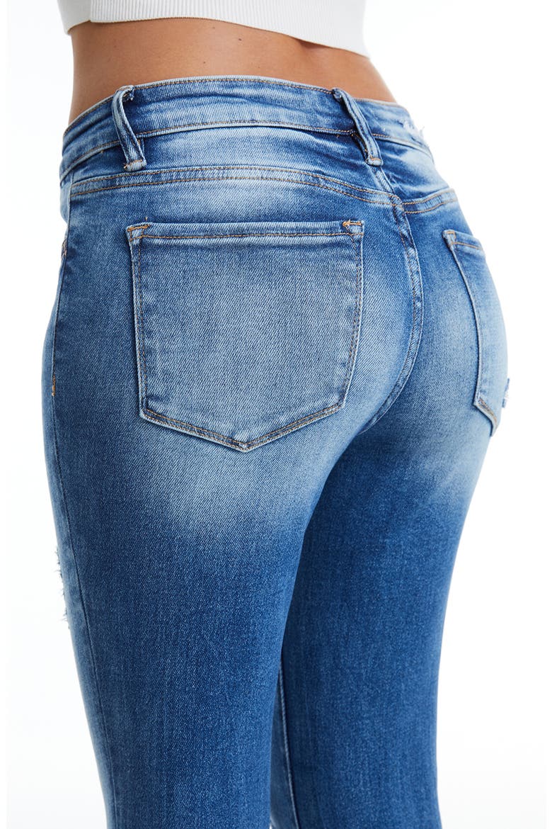 Fray Hem Flare Jeans, Alternate, color, MEDIUM BLUE