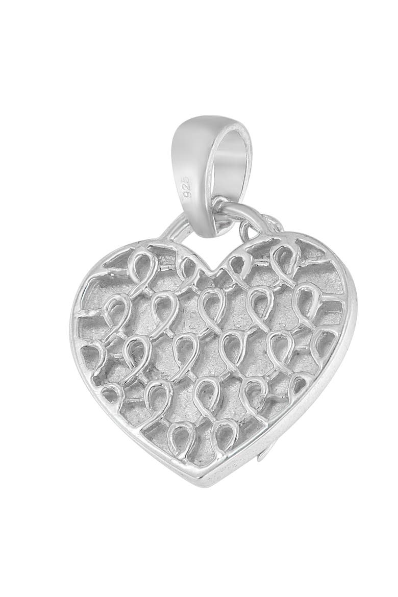 Silver 1/10 cttw Diamond Heart Pendant Necklace, Alternate, color, White