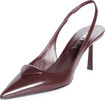 シューズ・サンダルその他 Prada Bordeaux leather slingback with decollete Prada Bordeaux leather slingback with décolleté | TheDoubleF