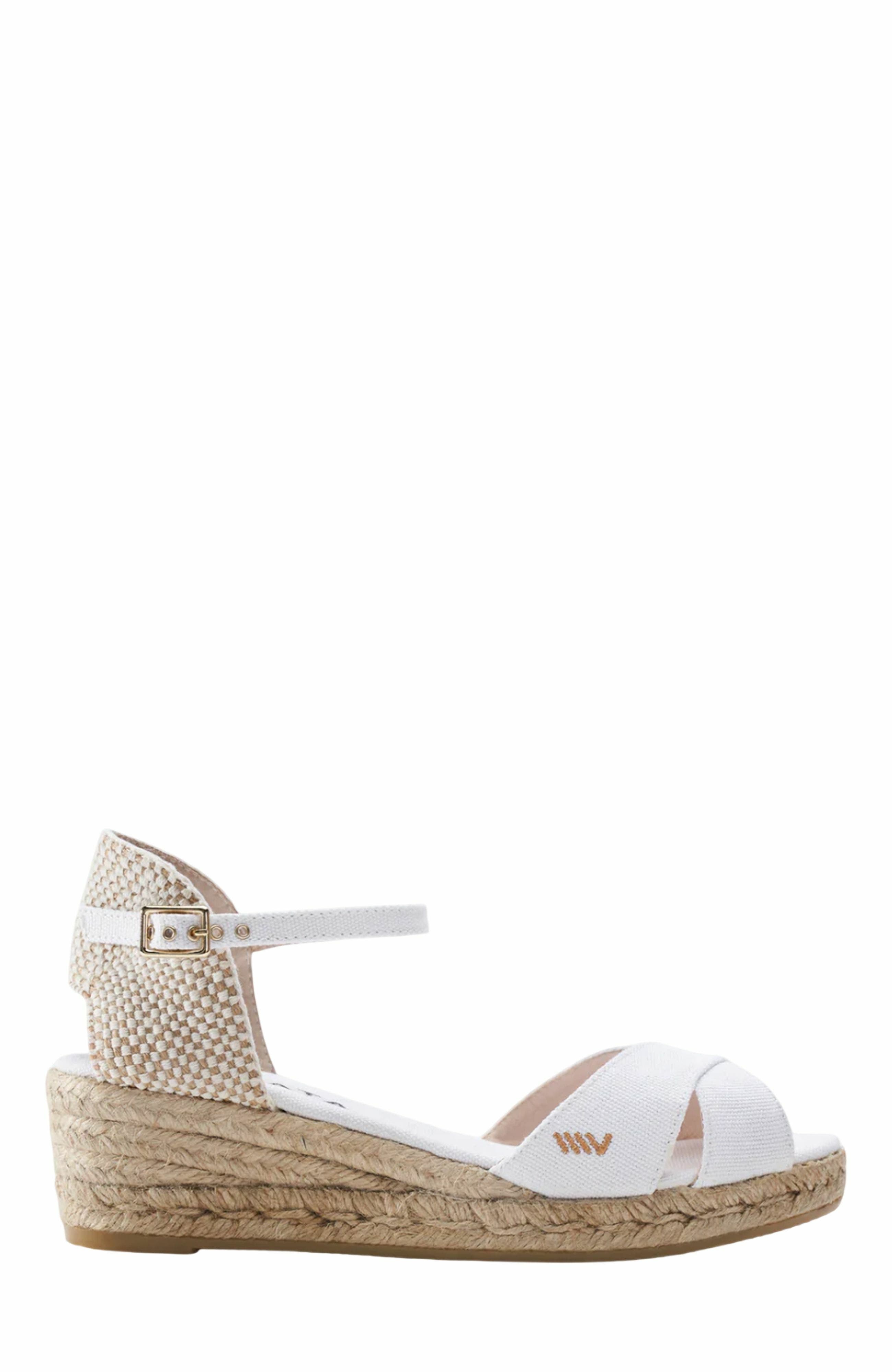 VISCATA Salina Canvas Espadrille Sandal Wedges, Main, color, White