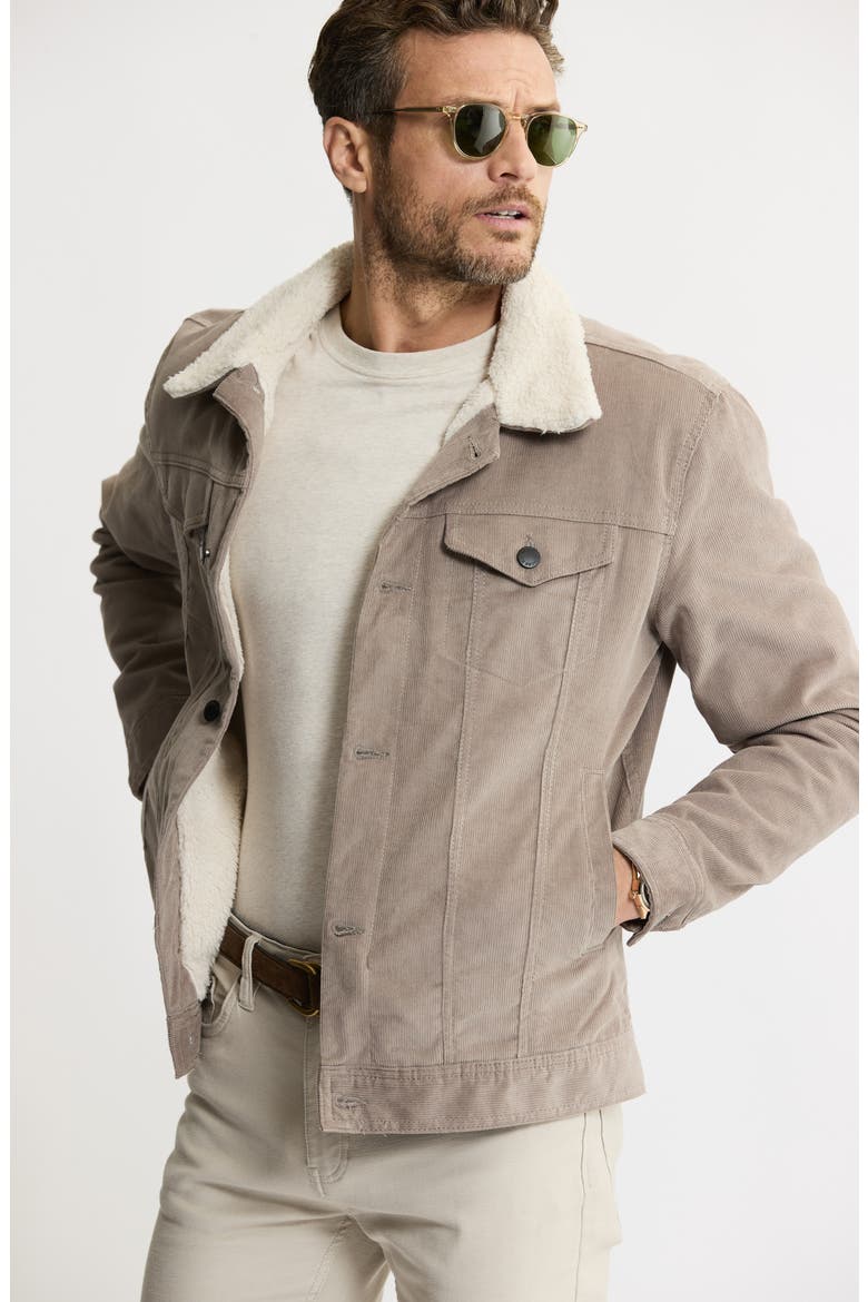 Corduroy Faux Shearling Lined Trucker Jacket, Alternate, color, OFF WHITE