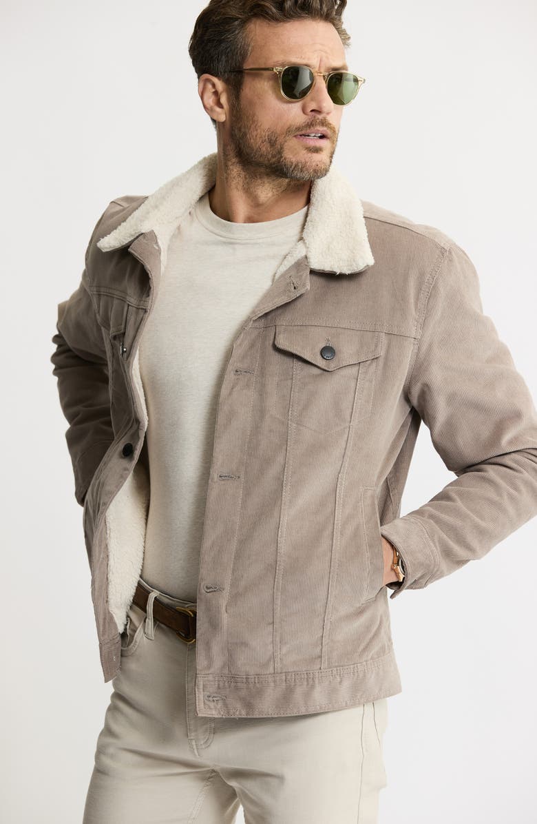 JACHS Corduroy Faux Shearling Lined Trucker Jacket, Alternate, color, Off White