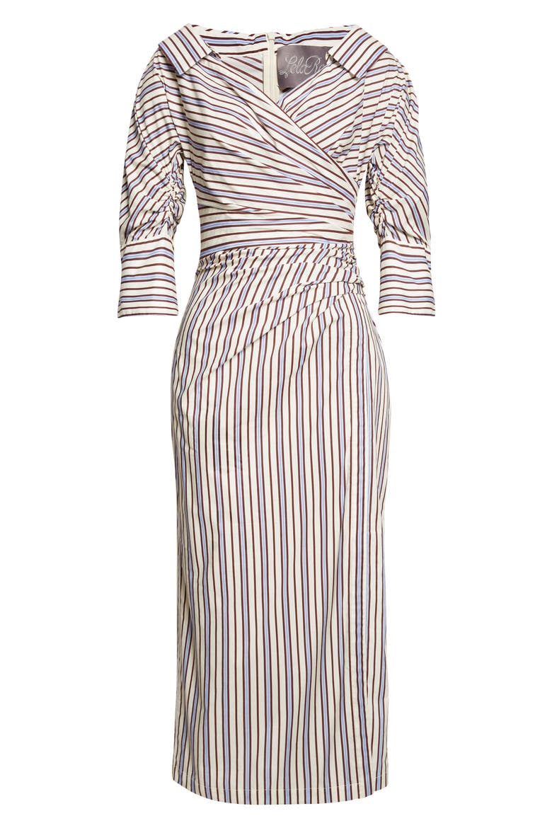 Stripe Asymmetric Cotton Shirtdress, Alternate, color, CREAM MULTI