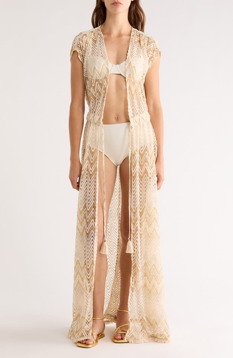 Ramy Brook Katherine Cover-Up Maxi Dress, Alternate, color, Sandstone Chevron