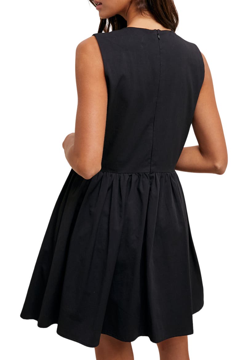 Fit & Flare Cotton Blend Minidress, Alternate, color, BLACK