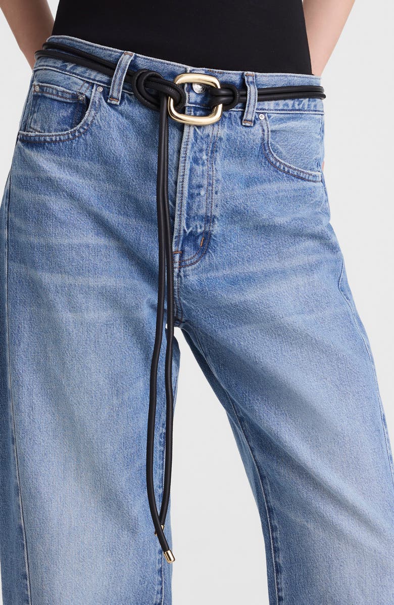 Madewell Sculpted Buckle Leather Tie Belt, Alternate, color, True Black