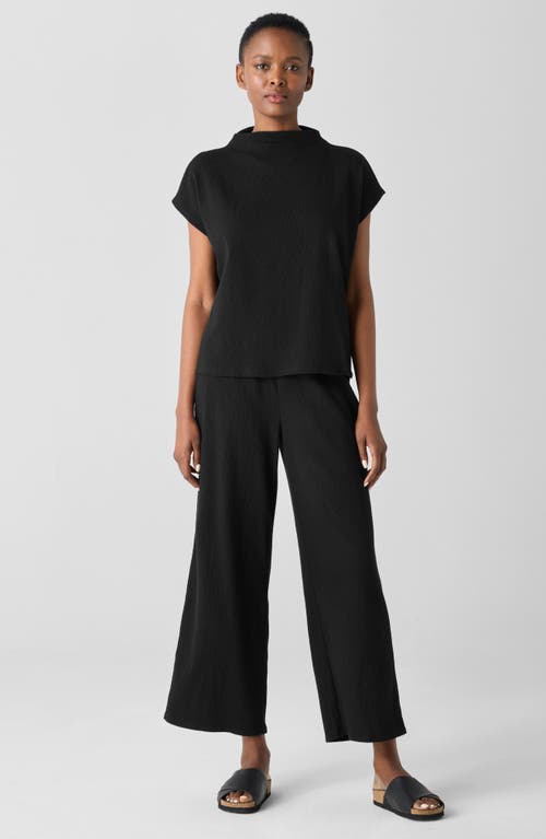 Shop Eileen Fisher Jersey Ankle Wide Leg Pants In Black