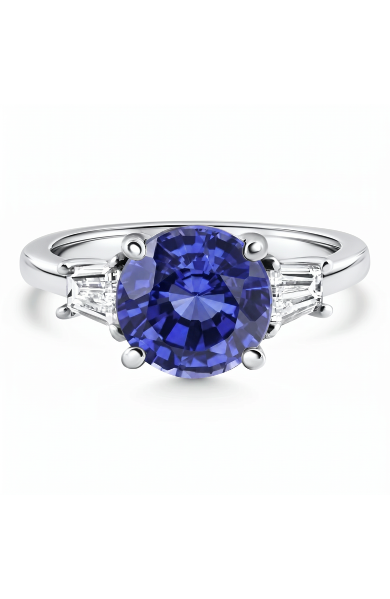 Bliss Diamond Certified 4.71Ct Tanzanite Sapphire & Diamond Engagement Gold Lab Grown, Main, color, 10K White Gold