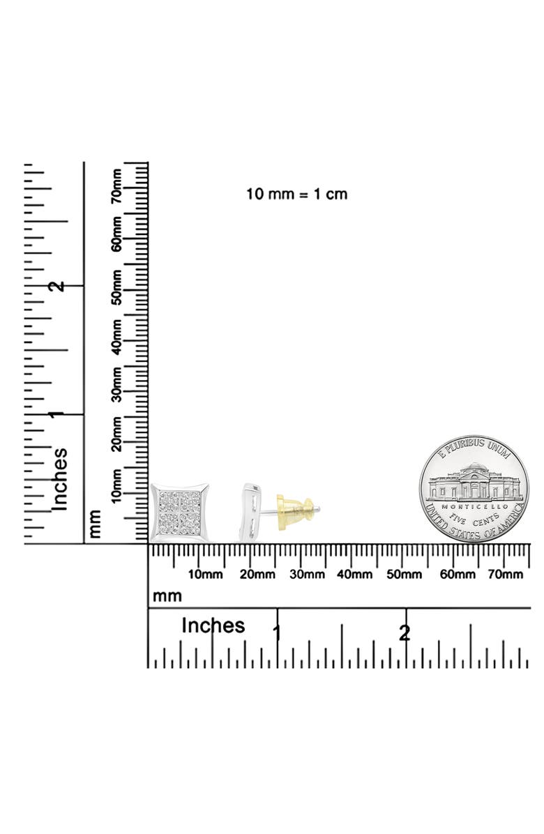 Haus of Brilliance Silver 3/4 Ct Diamond Composite Curved Square Stud Earring, Alternate, color, White
