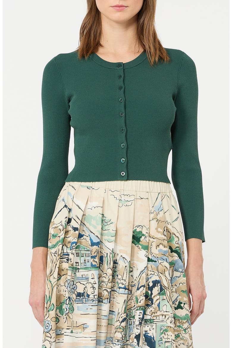 Weekend Tennis Rib Cardigan, Main, color, GREEN