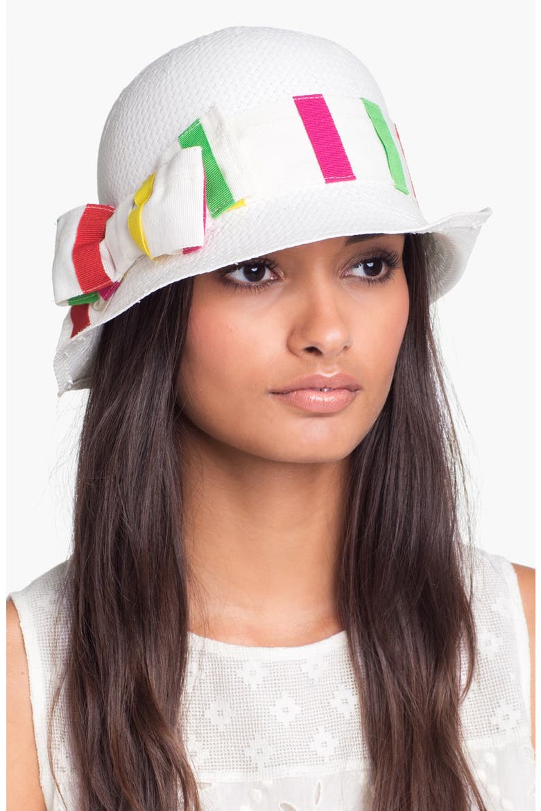 Plaited Straw Cloche, Main, color, WHITE