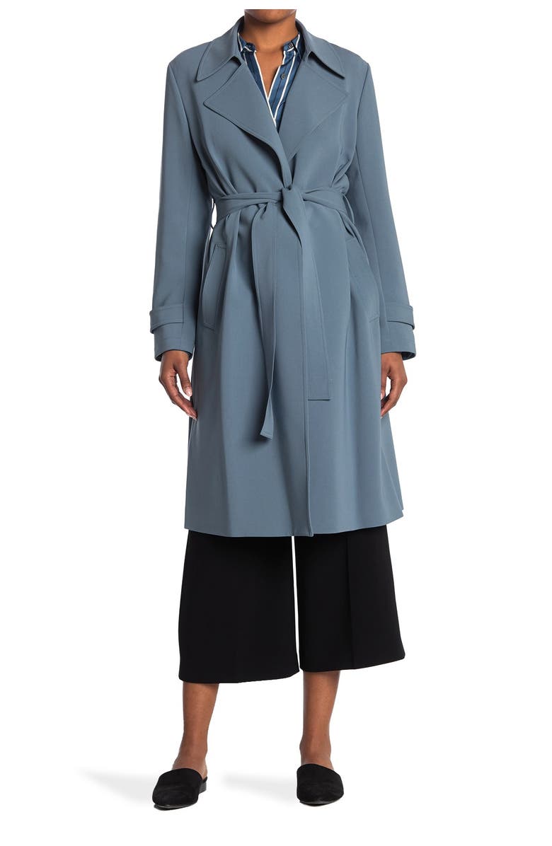 Theory Oaklane Admiral Crepe Trench Coat, Main, color, Bluestone