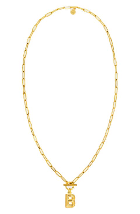 Paper Clip Initial Toggle Necklace