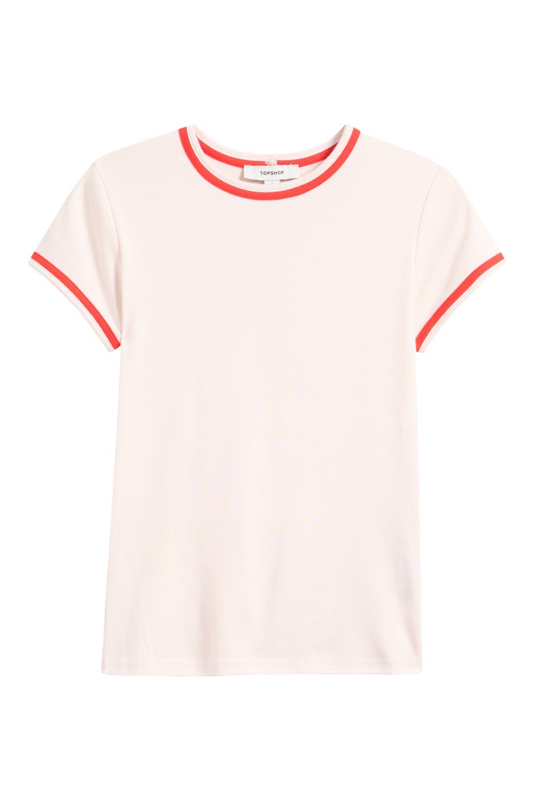 Everyday Contrast Trim Cotton T-Shirt, Alternate, color, LIGHT PINK