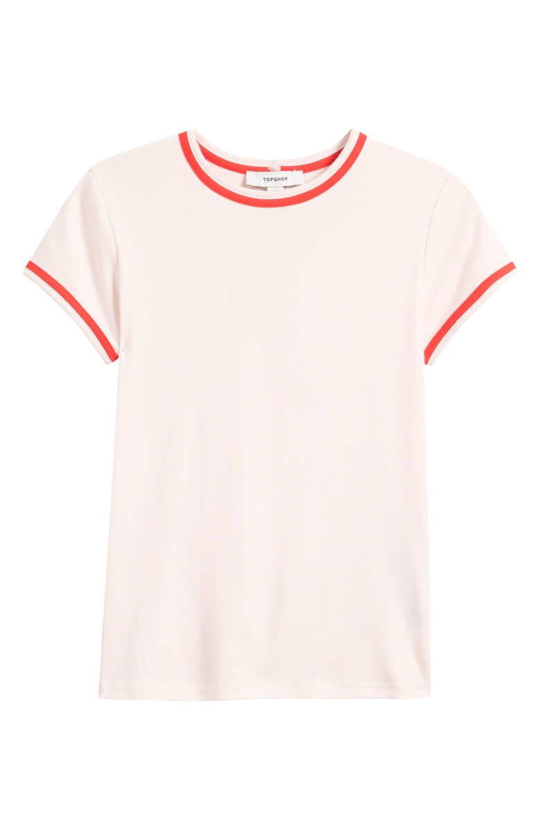 Topshop Everyday Contrast Trim Cotton T-Shirt, Main, color, Light Pink