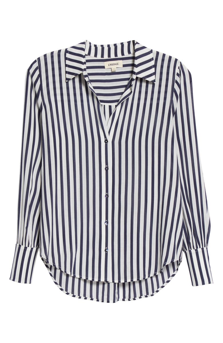 L'AGENCE Jess Stripe Button-Up Blouse, Alternate, color,