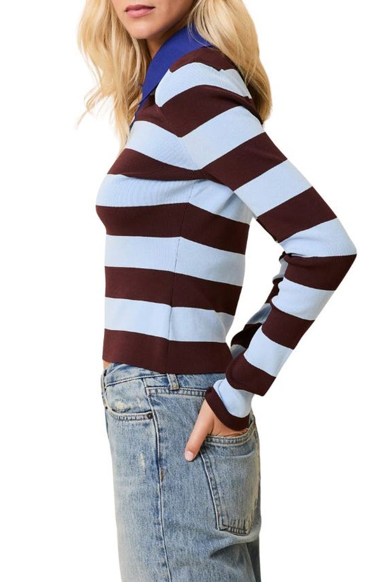 The Debra Rugby Stripe Top, Alternate, color, TWILIGHT / RAISIN BROWN