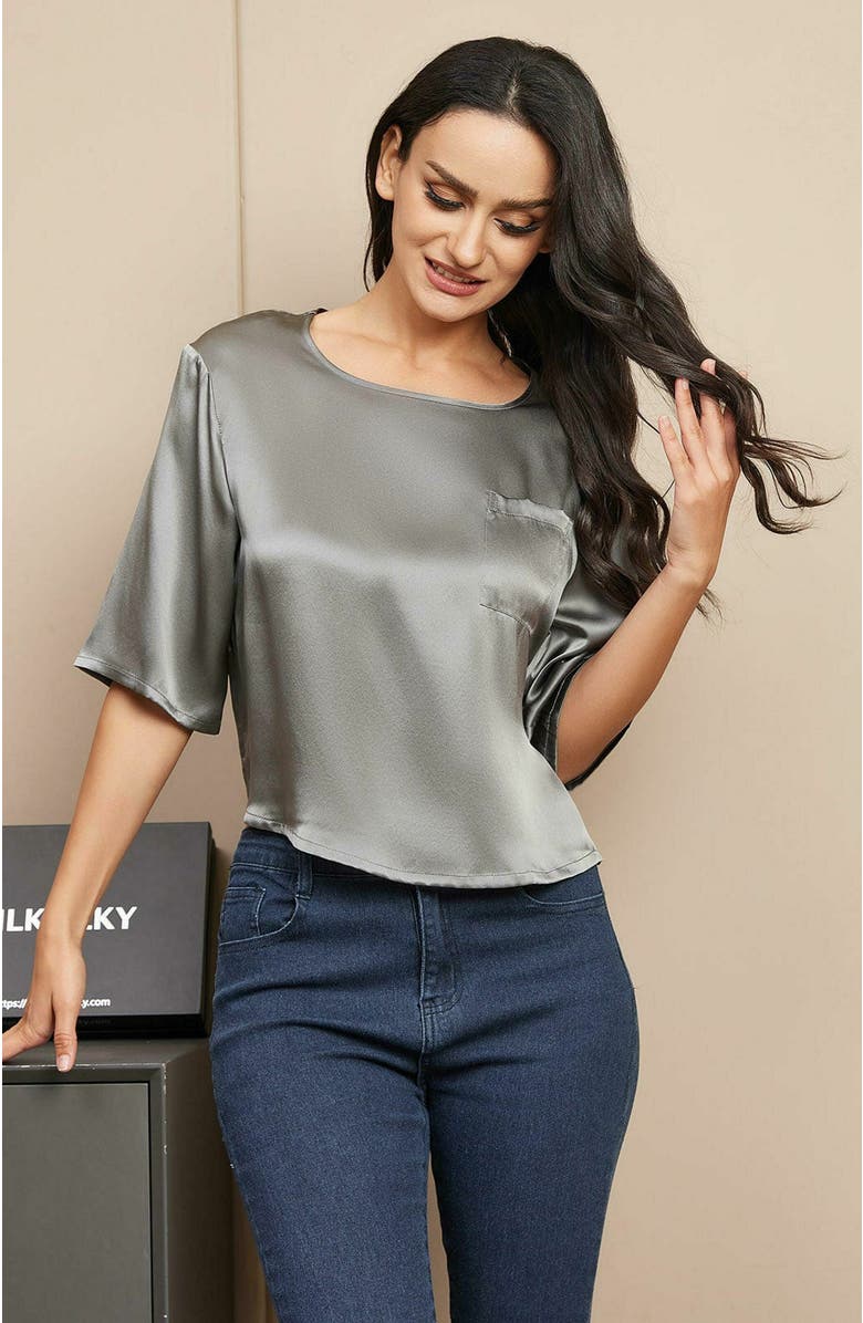 SILKSILKY Pure Silk Casual Half Sleeve Women's Blouse T-Shirt, Alternate, color, 