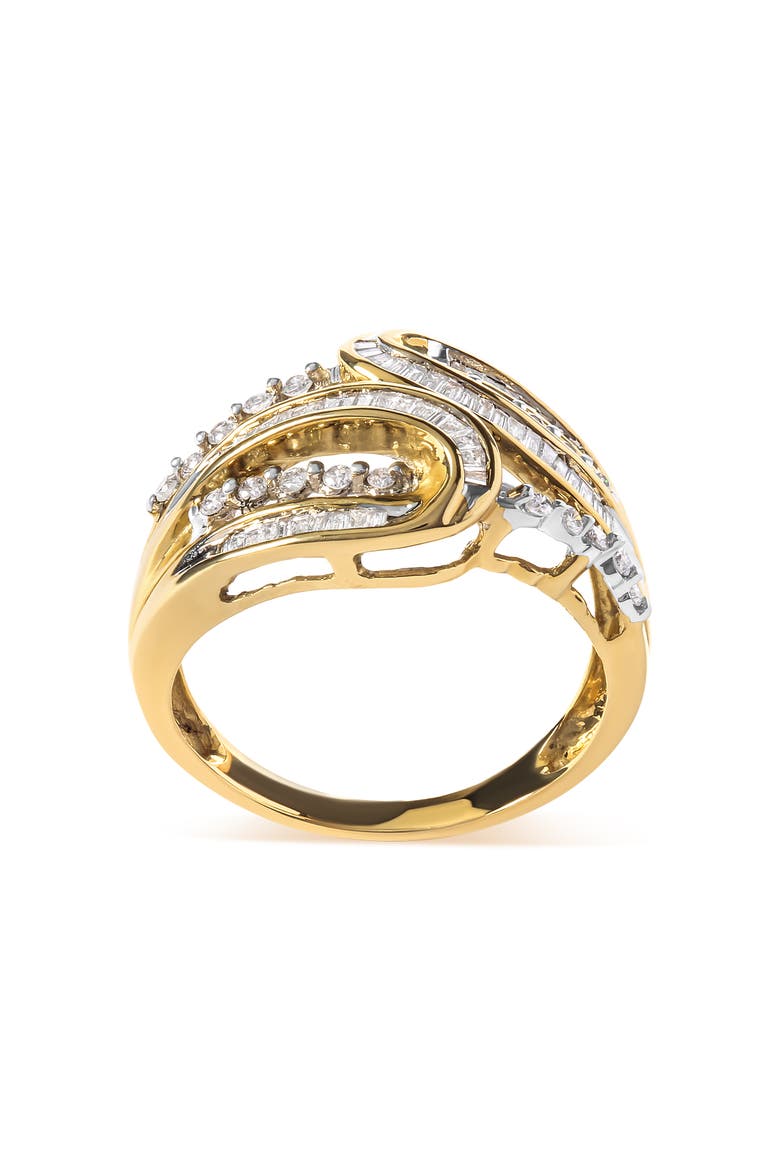 10K Yellow Gold 1/2 Cttw Diamond Open Space Bypass Ring, Alternate, color, Yellow