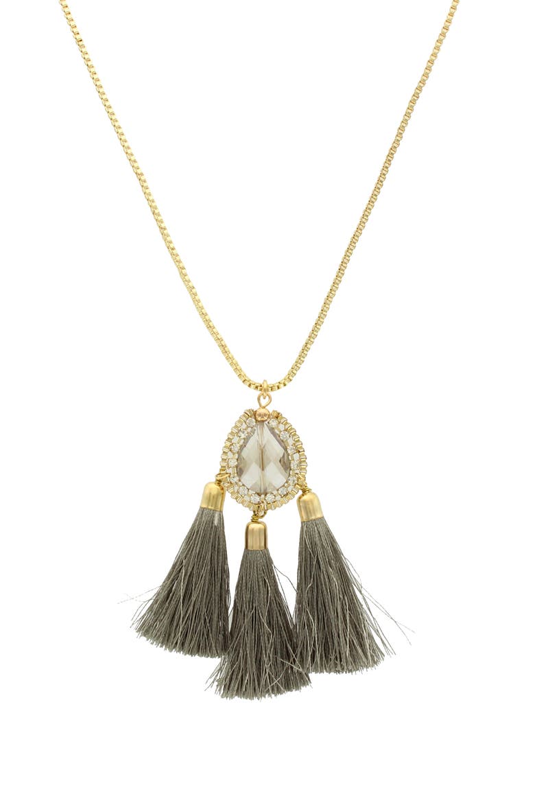 Baylea Tassel Pendant Necklace, Main, color, GOLD / GREY