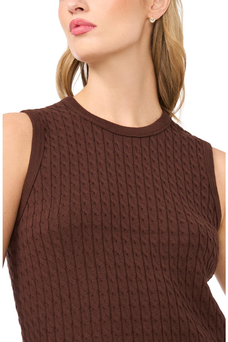 Cable Stitch Cotton Sweater Tank, Alternate, color, CHICORY COFFEE
