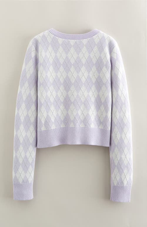 Nordstrom Kids' Sparkle Argyle Knit Cardigan In Purple