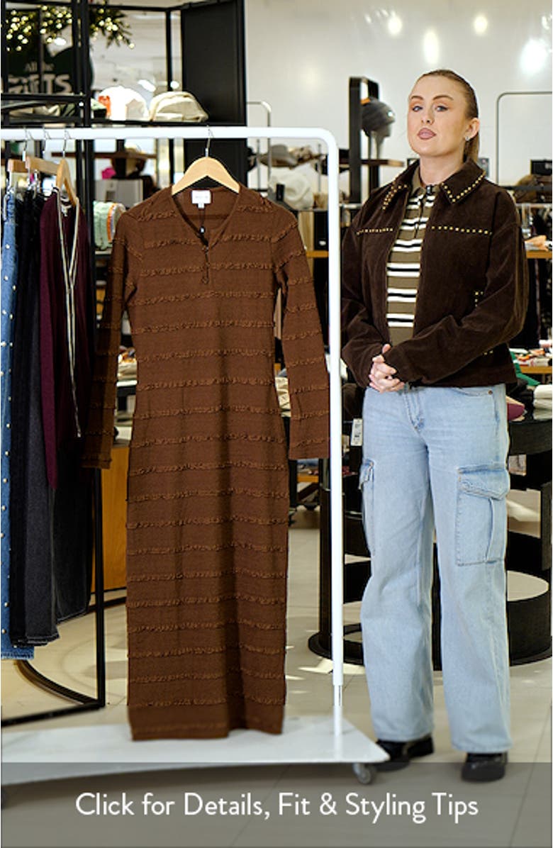 Valerie Textured Stripe Long Sleeve Knit Midi Dress, sales video thumbnail