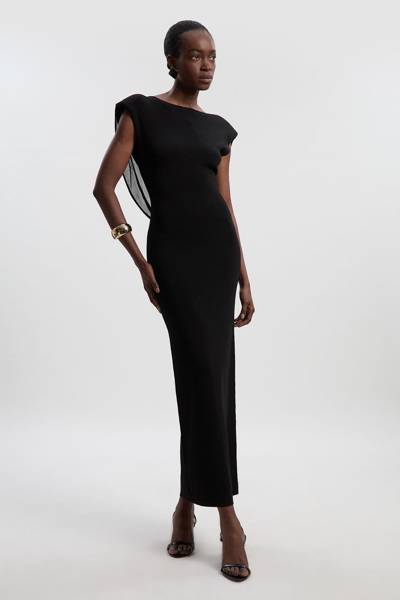 Plunge Back Sleeveless Maxi Dress, Main, color, Black