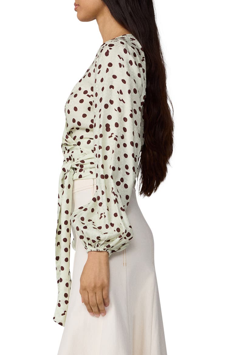 Phoebe Dot Wrap Top, Alternate, color, RIVE DOT V