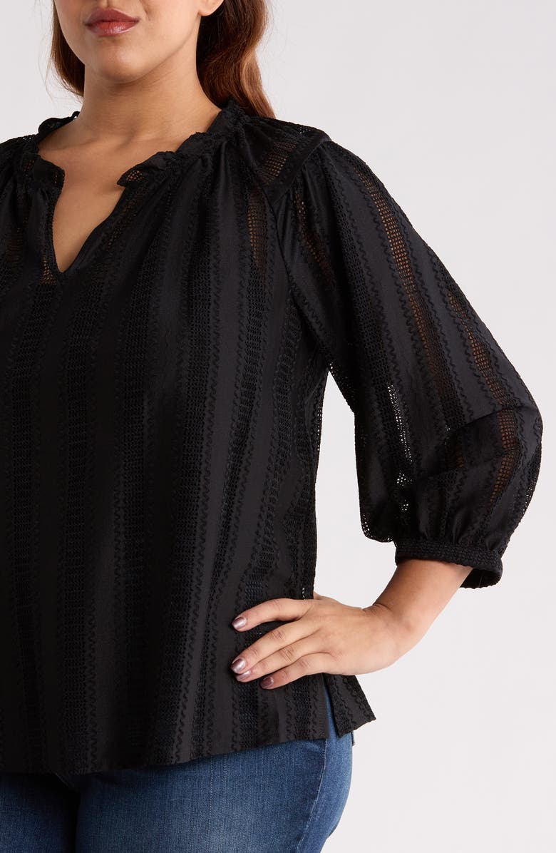 Vince Camuto Raglan Sleeve Peasant Top, Alternate, color, Rich Black