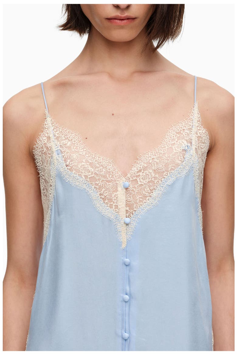 Light Slip Dress With Contrast Lace Trim, Alternate, color, LIGHT BLUE