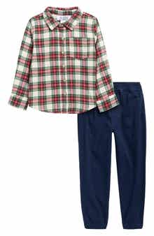 Original Penguin Kids' Flannel Button-Up Shirt & Joggers Set
