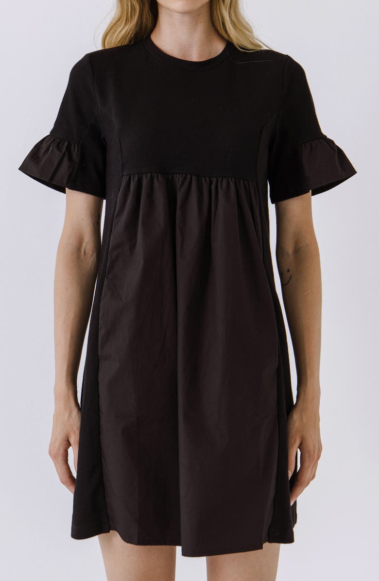 English Factory Solid Minidress, Alternate, color, Black