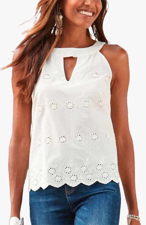 Sleeveless Eyelet Lace Blouse