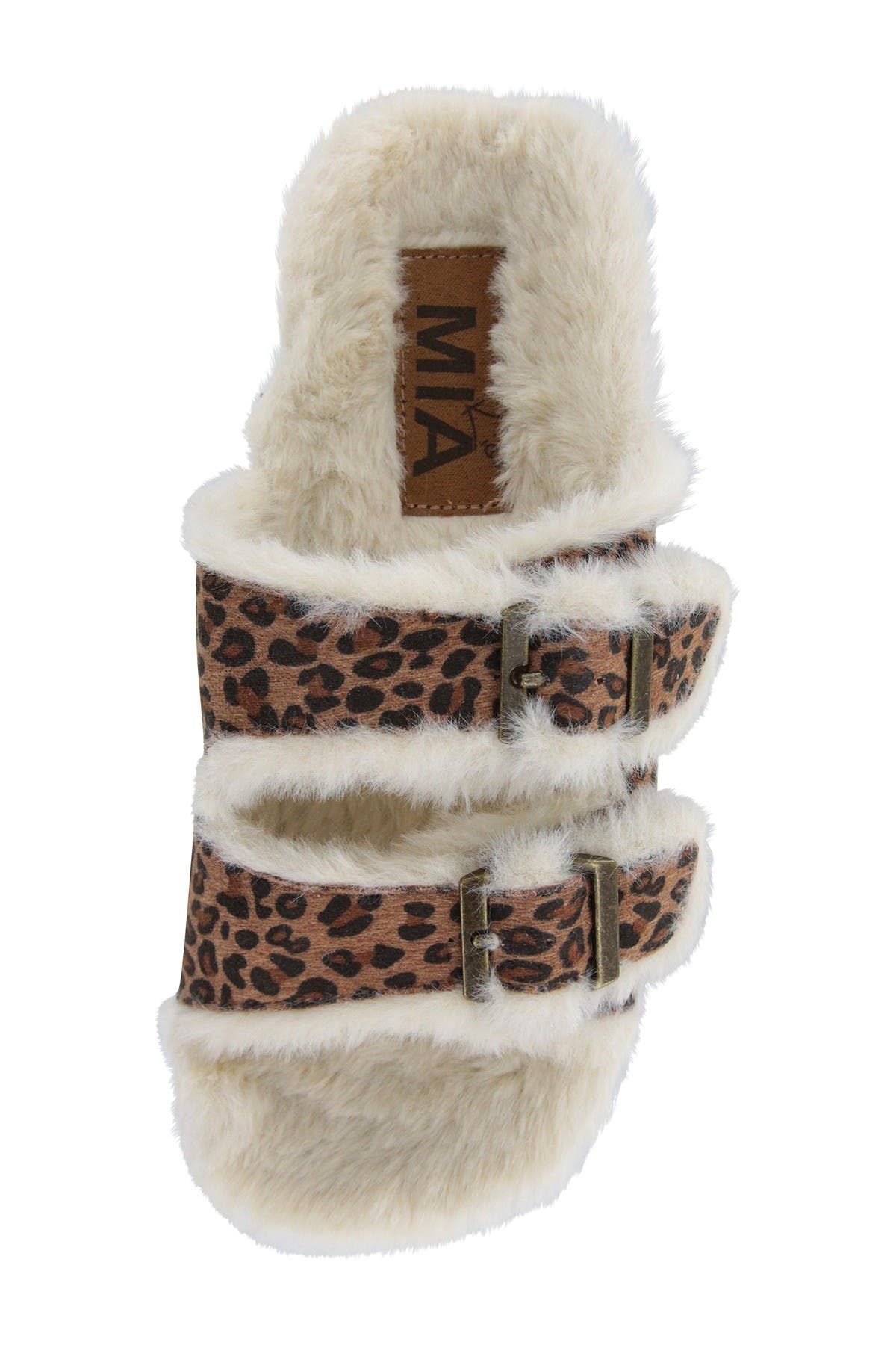 MIA Rozy Faux Fur Dual Buckle Slide, Alternate, color, 