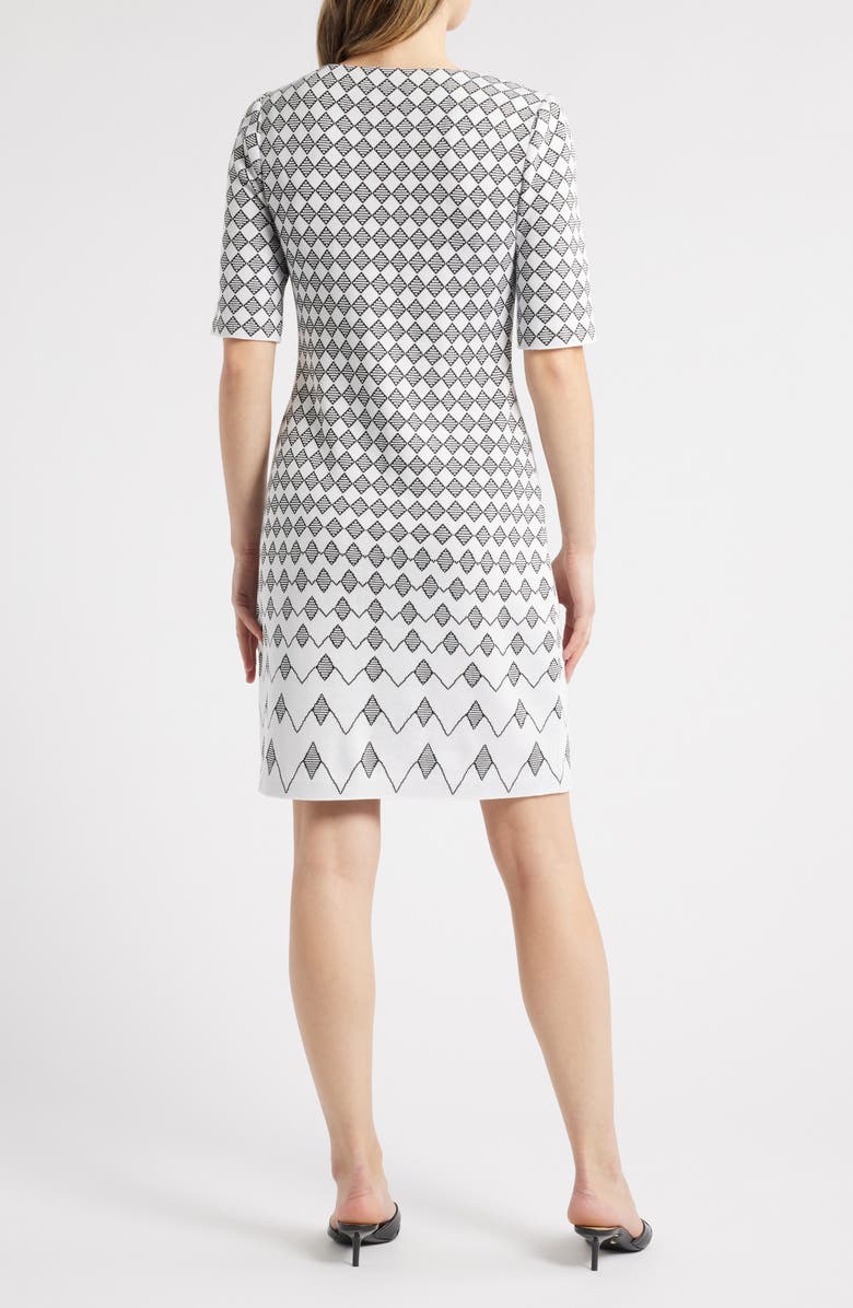 Ming Wang Jacquard Sheath Dress, Alternate, color, White/ Black